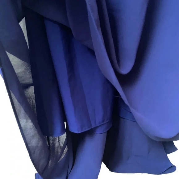 NWT Mikael Aghal Ruffled Crepe Gown 4 | Royal Blue Formal Evening Dress - Picture 8 of 14